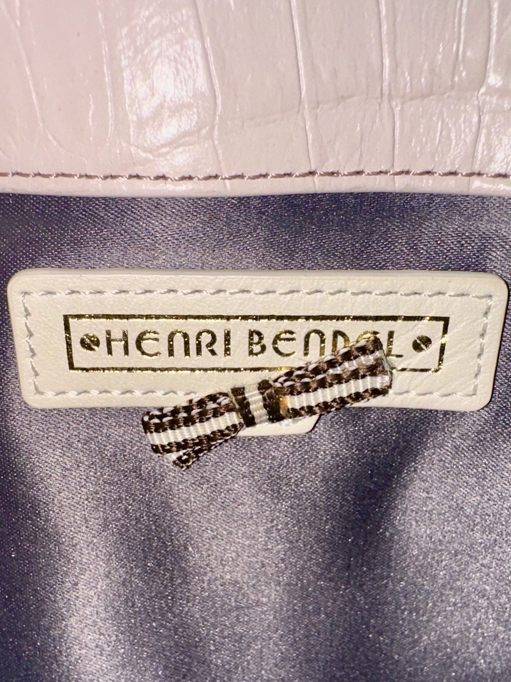 henri bendel “The Deb” Croc-Embossed Leather Wristlet in Pale Pink - Picture 4 of 7